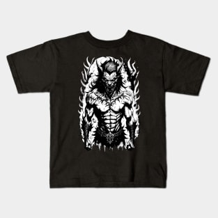 Black White Werewolf Art Drawing Kids T-Shirt